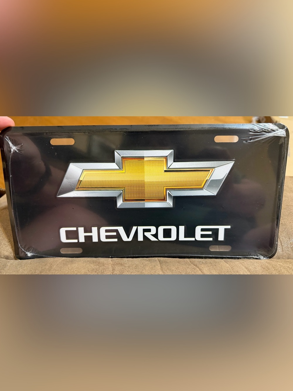Chevy Gold Bowtie Emblem License Plate New